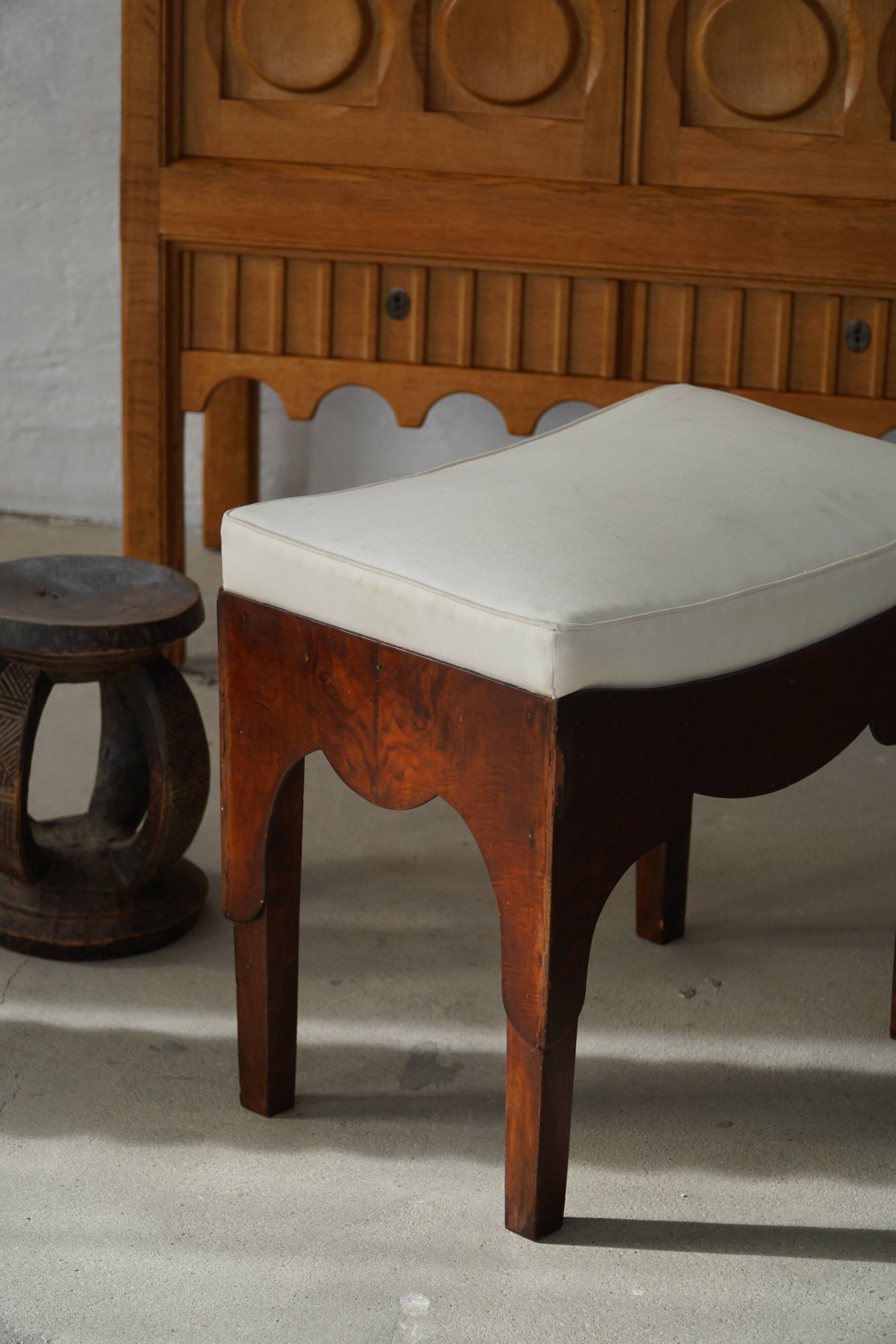 Early 20th-century mahogany vanity stool, made by a Danish cabinetmaker.