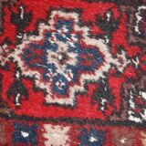 Vintage persian hamadan handmade carpet 1.3' x 1.9' (40cm x 59cm) 1970s, 1c762