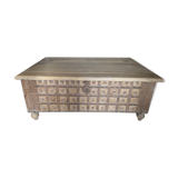 Authentic old Rajasthan chest / trunk hammered teak metal