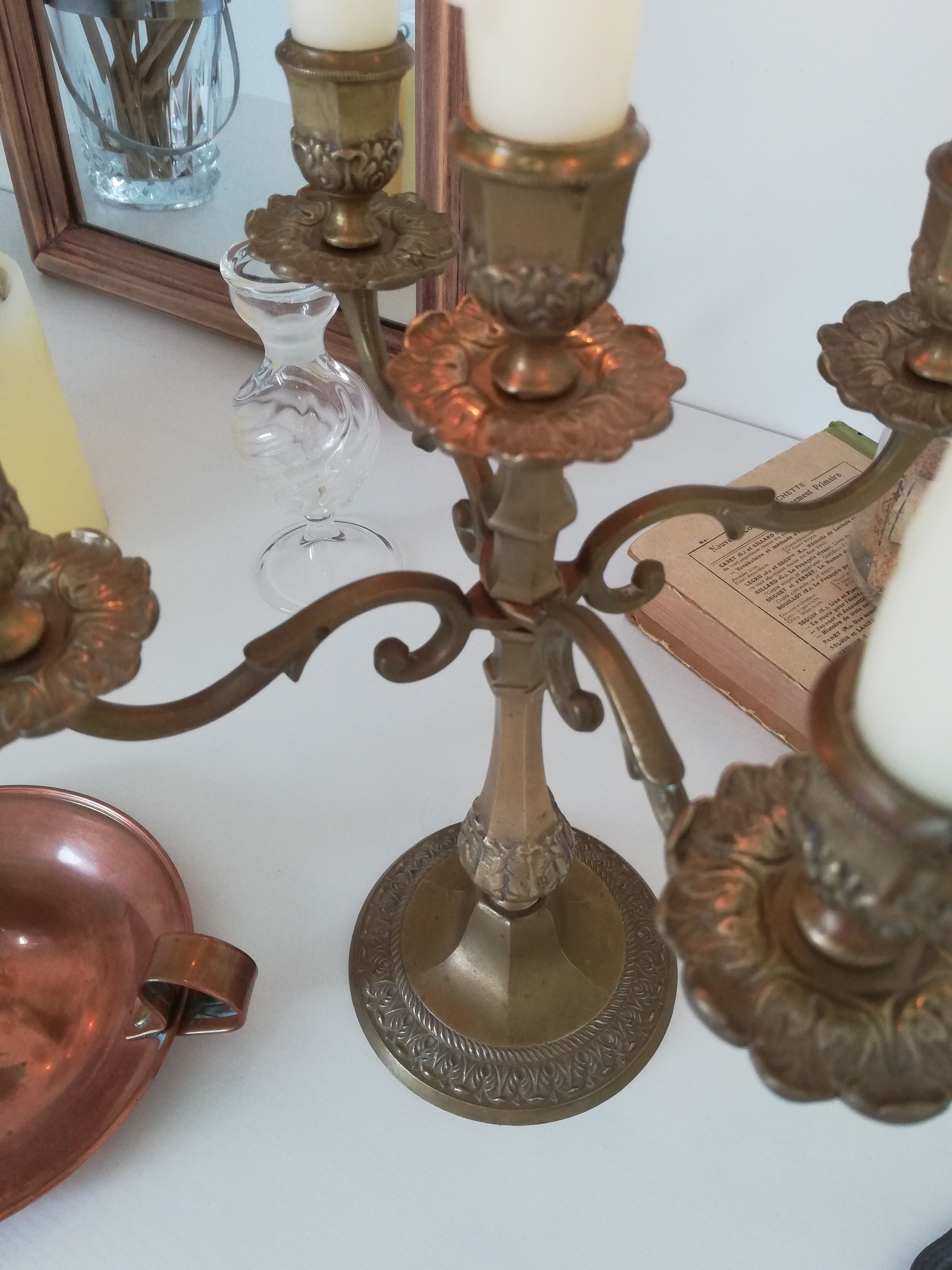 Vintage brass chandelier 5-burner