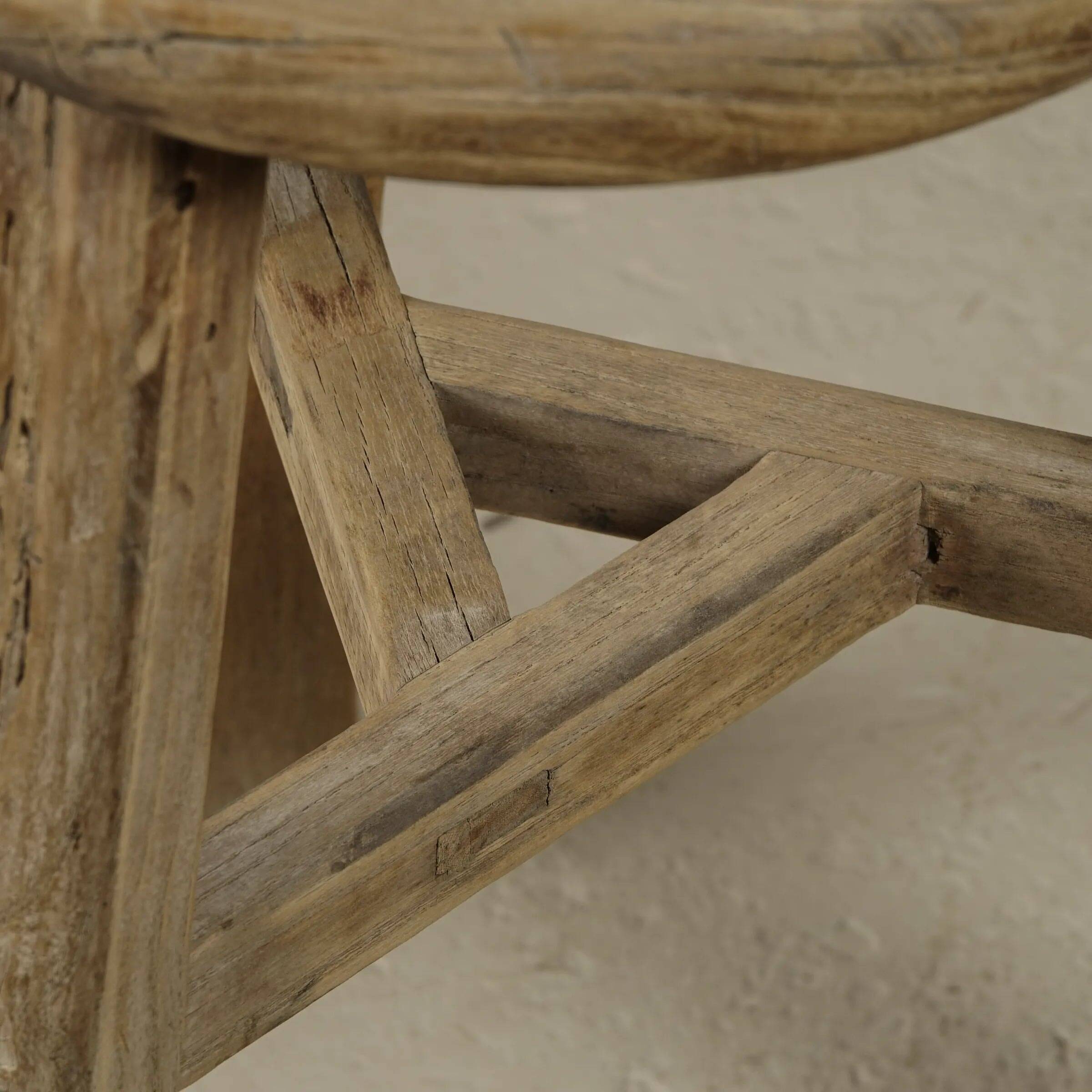 Gong - Antique Chinese elm stool, round seat no. 5