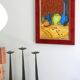Tableau, peinture nature morte aux vases, années 70
