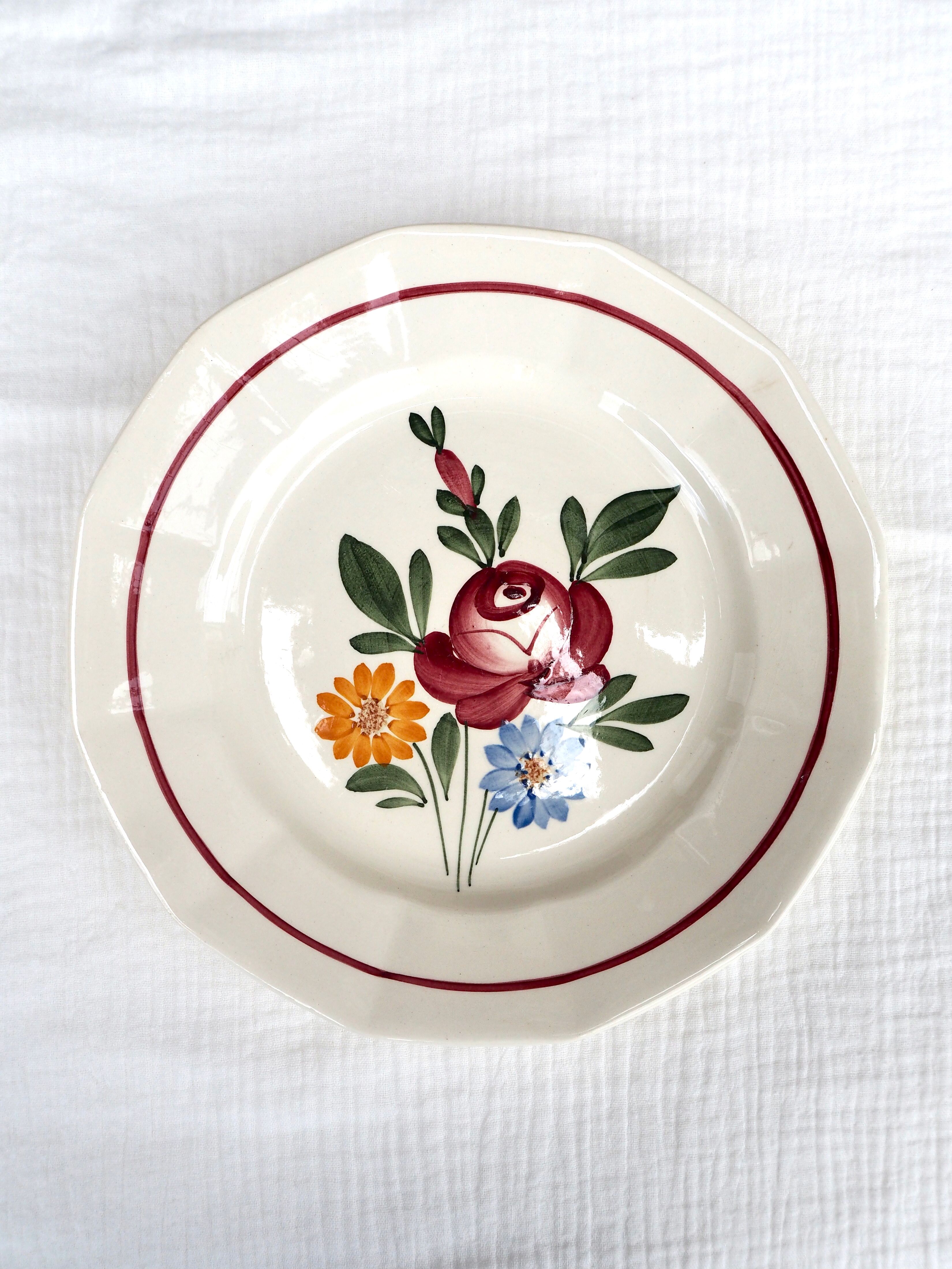Set de 10 assiettes plates Sarreguemines, modèle Chatenois