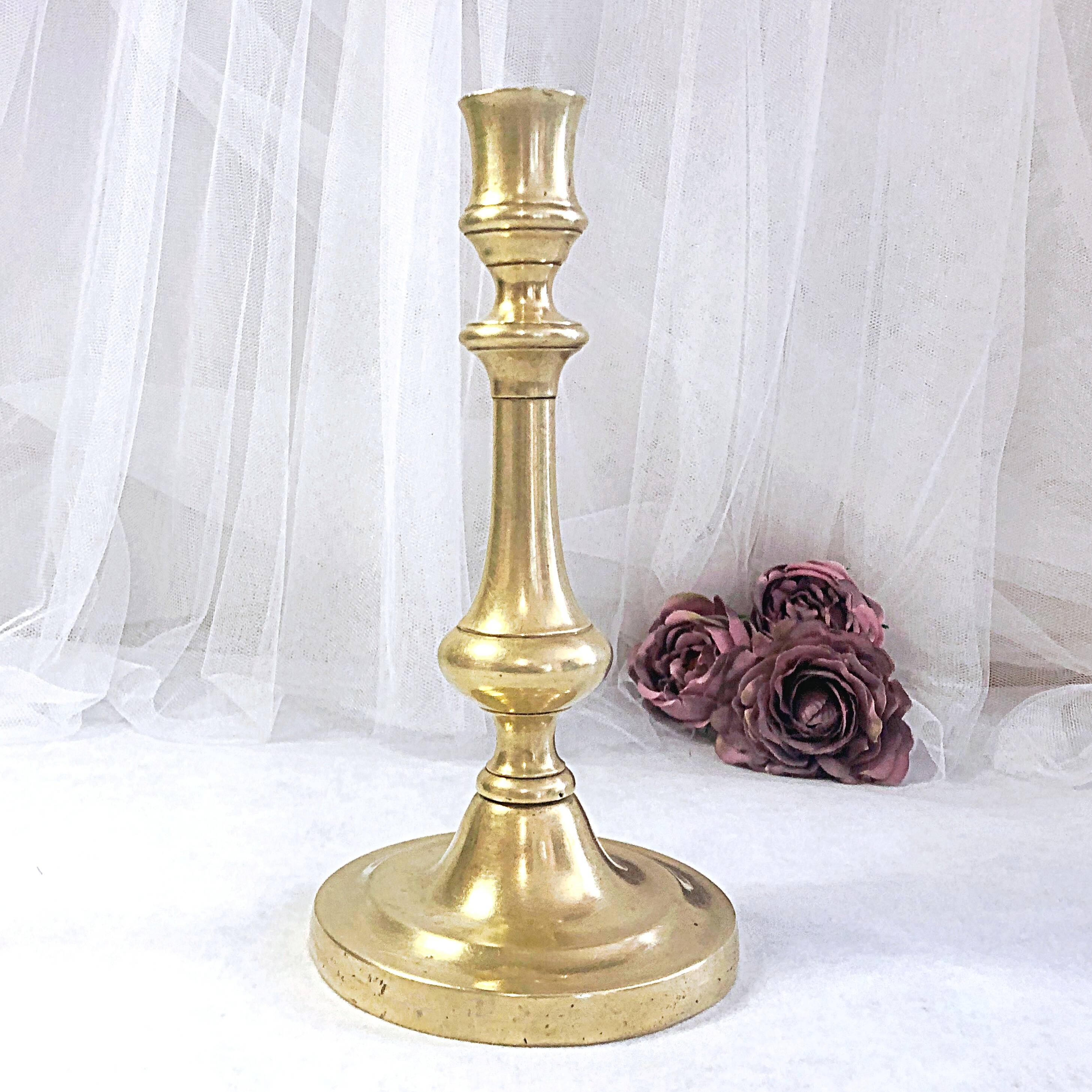 19th century gilded copper torch candle holder