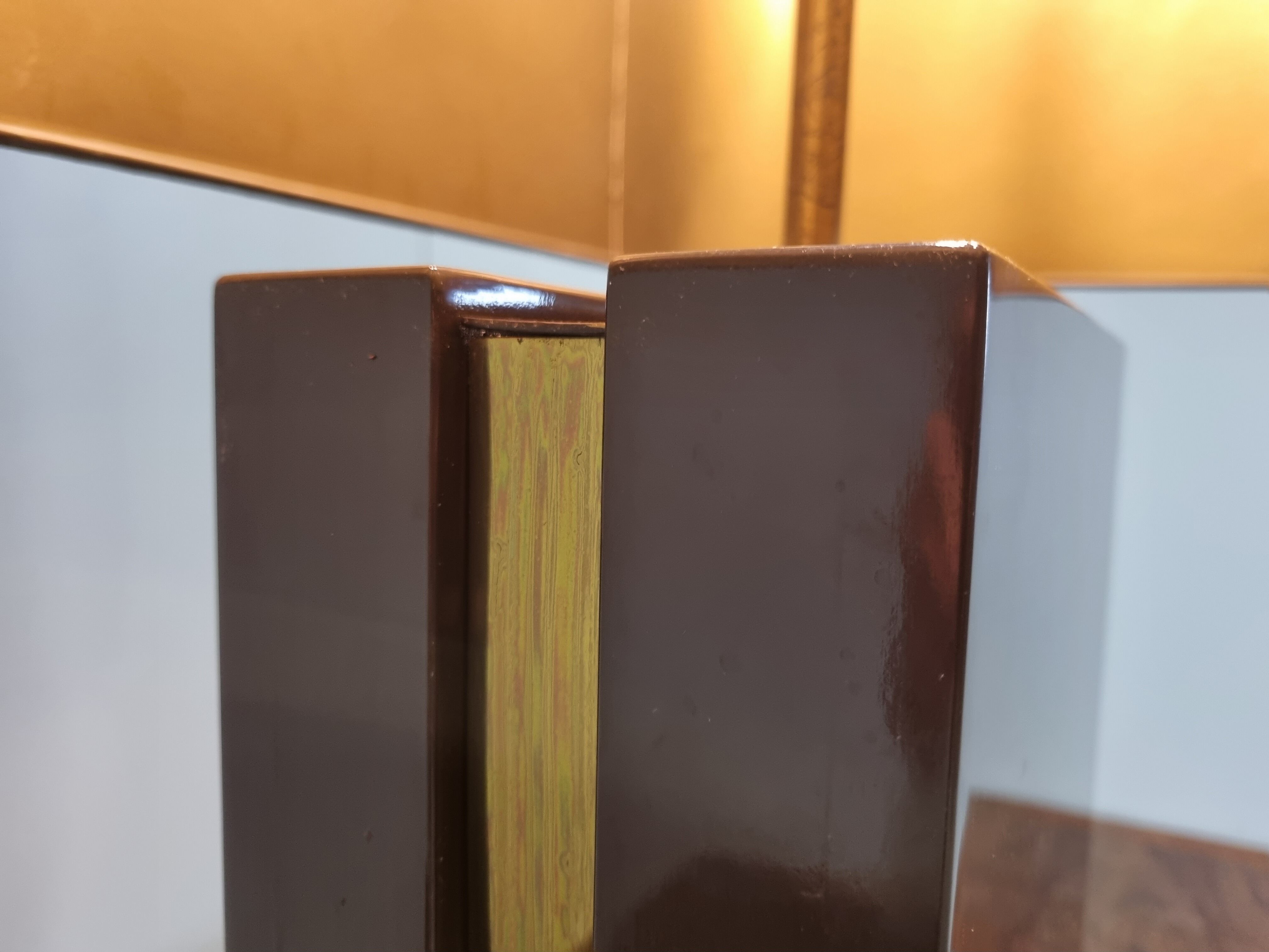 Vintage lacquered and brass table lamp, 1970s