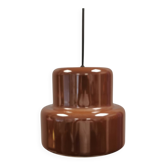 Lampe suspendue Mini poker de couleur marron originale par Jo Hammerborg 1977.