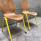 Set of 2 wooden chairs and yellow structure
