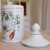 Pharmacy jar "Passiflora" porcelain Lourioux, creations Ph. Dehoulières France