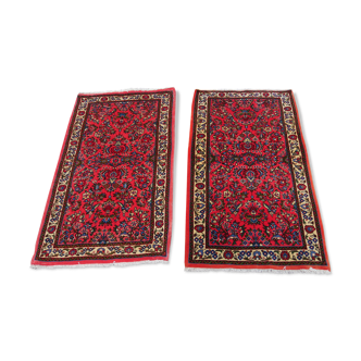 Pair of sarouk oriental rugs 130 x 72 cm