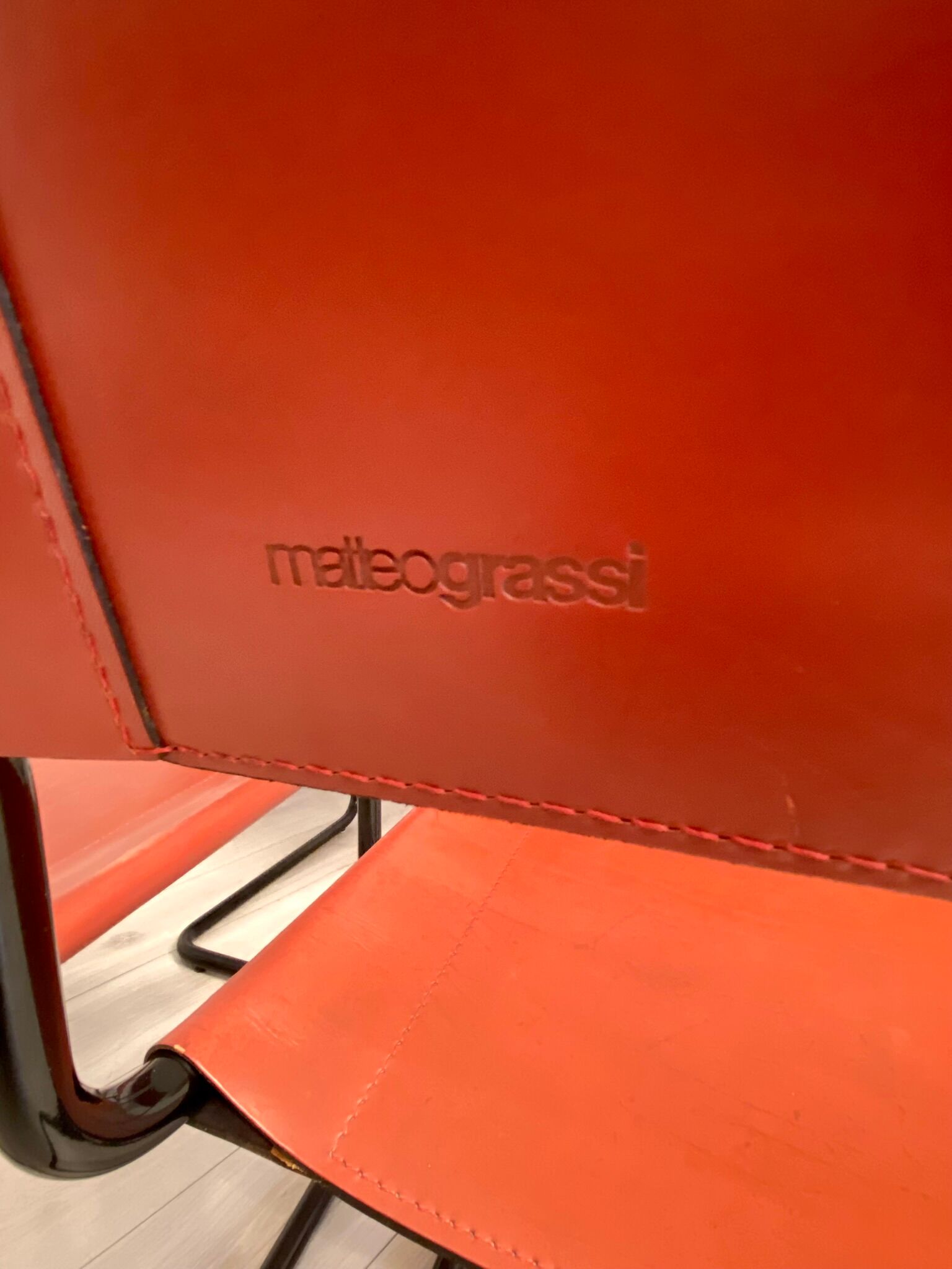 Set of 4 metal chair and tubular leather Matteo Grassi 1970
