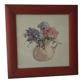 Lithograph flowers framed still life by rosalind oesterle