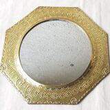 Hexagonal brass mirror 28x28cm