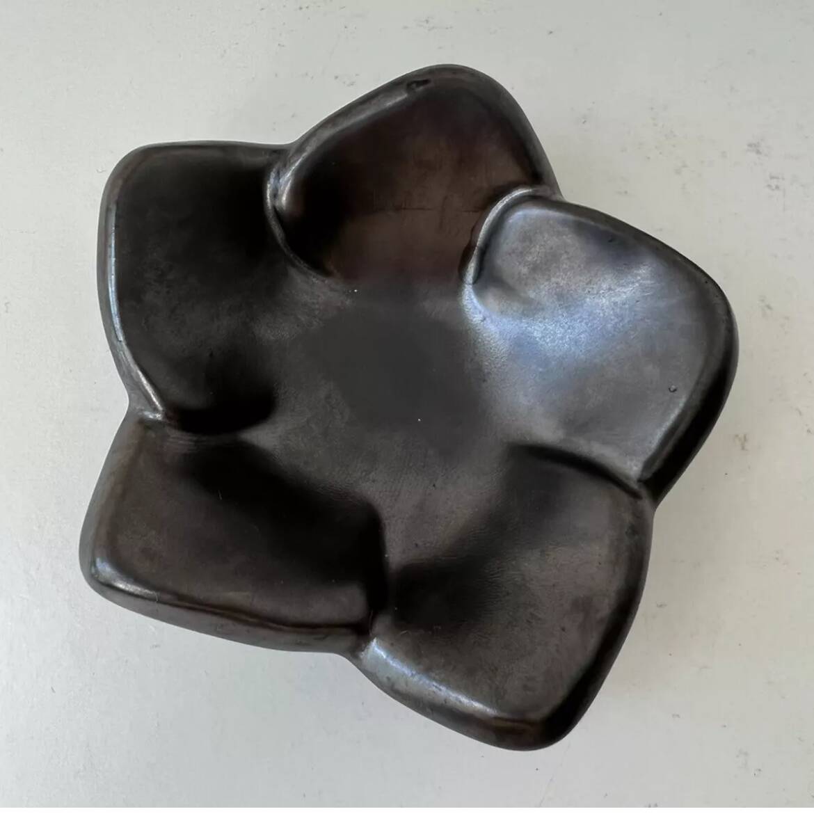 A.ferlay vallauris iridescent ceramic flower-shaped trinket dish