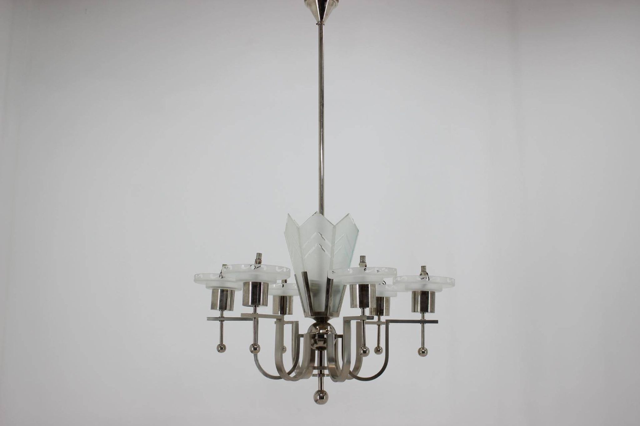 Large Bauhaus chrome pendant, 1930s / Functionalism
