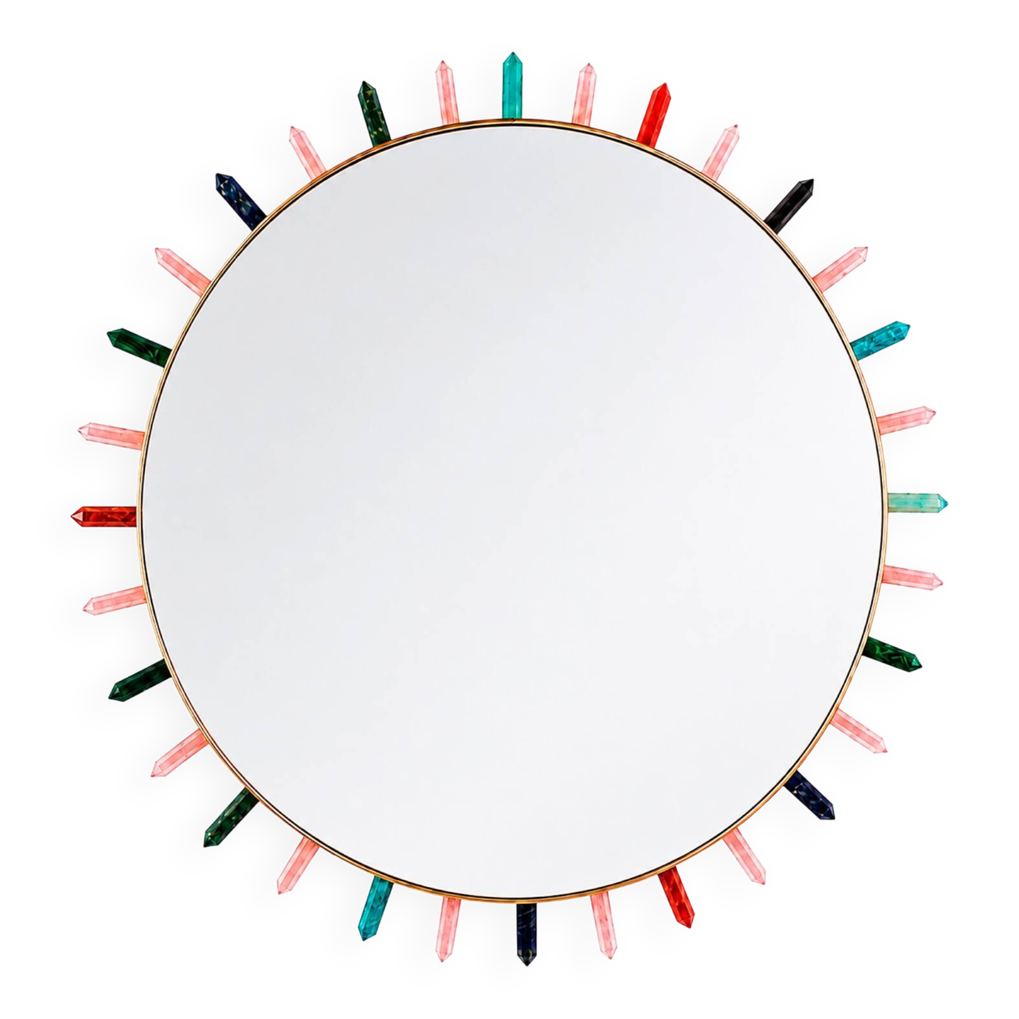 Contemporary Round Mirror with Multicolored Semiprecious Stones by L.A.stud