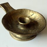 Handmade brutalist heavy brass candle stick - Vintage