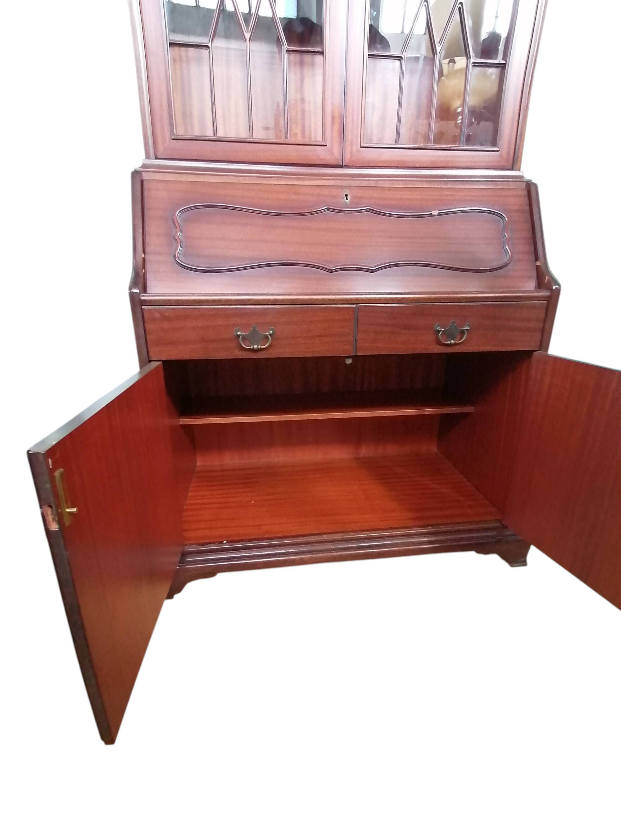 Trumeau (secretary desk) vintage con vetrina, anni 50