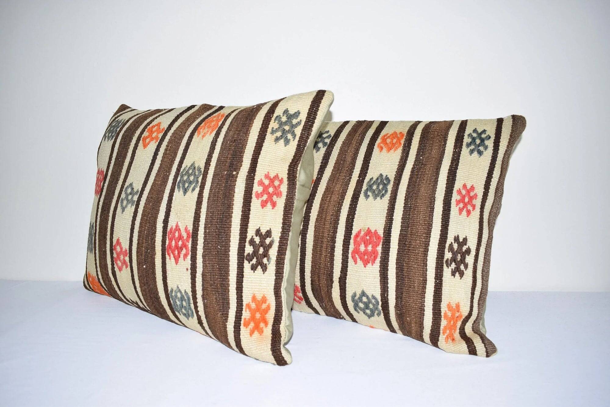 Set of 2 vintage kilim cushion covers 46x61 cm
