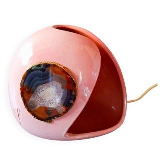 Ceramic and agate slice lamp, 1970