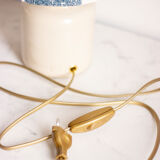 White enamelled mustard pot lamp, fern pattern