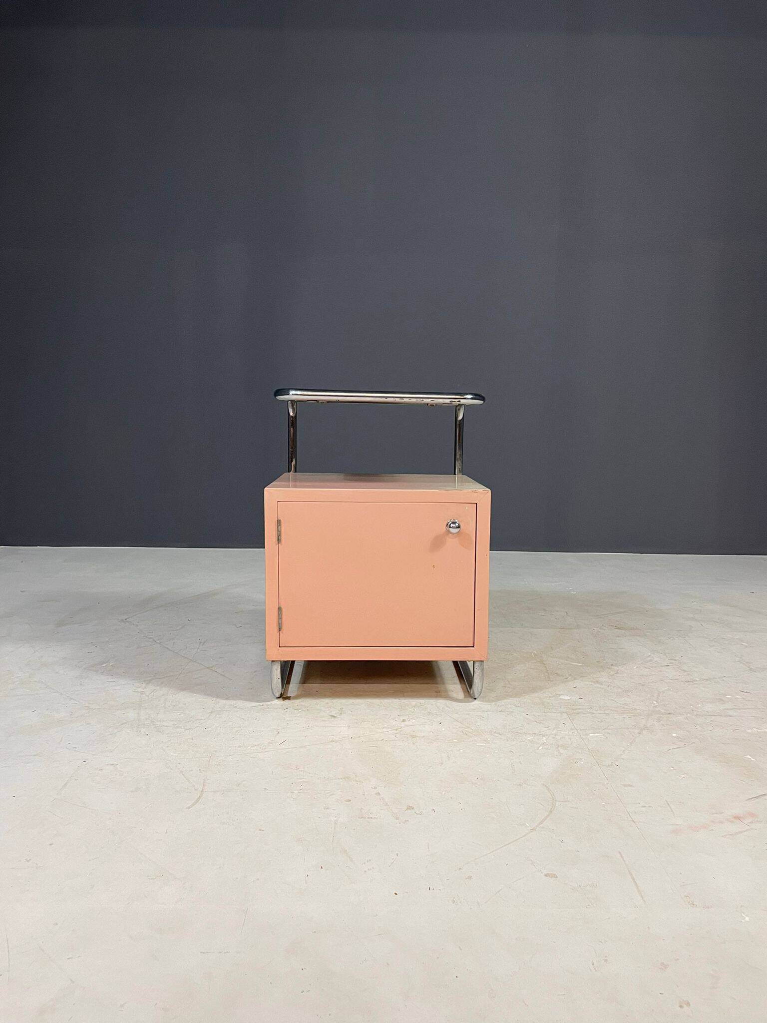 Kovona Bauhaus style bedside table, 1950s, Czechoslovakia