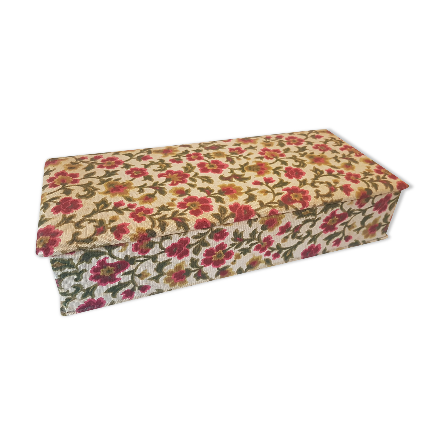 Stunning old flowery fabric box