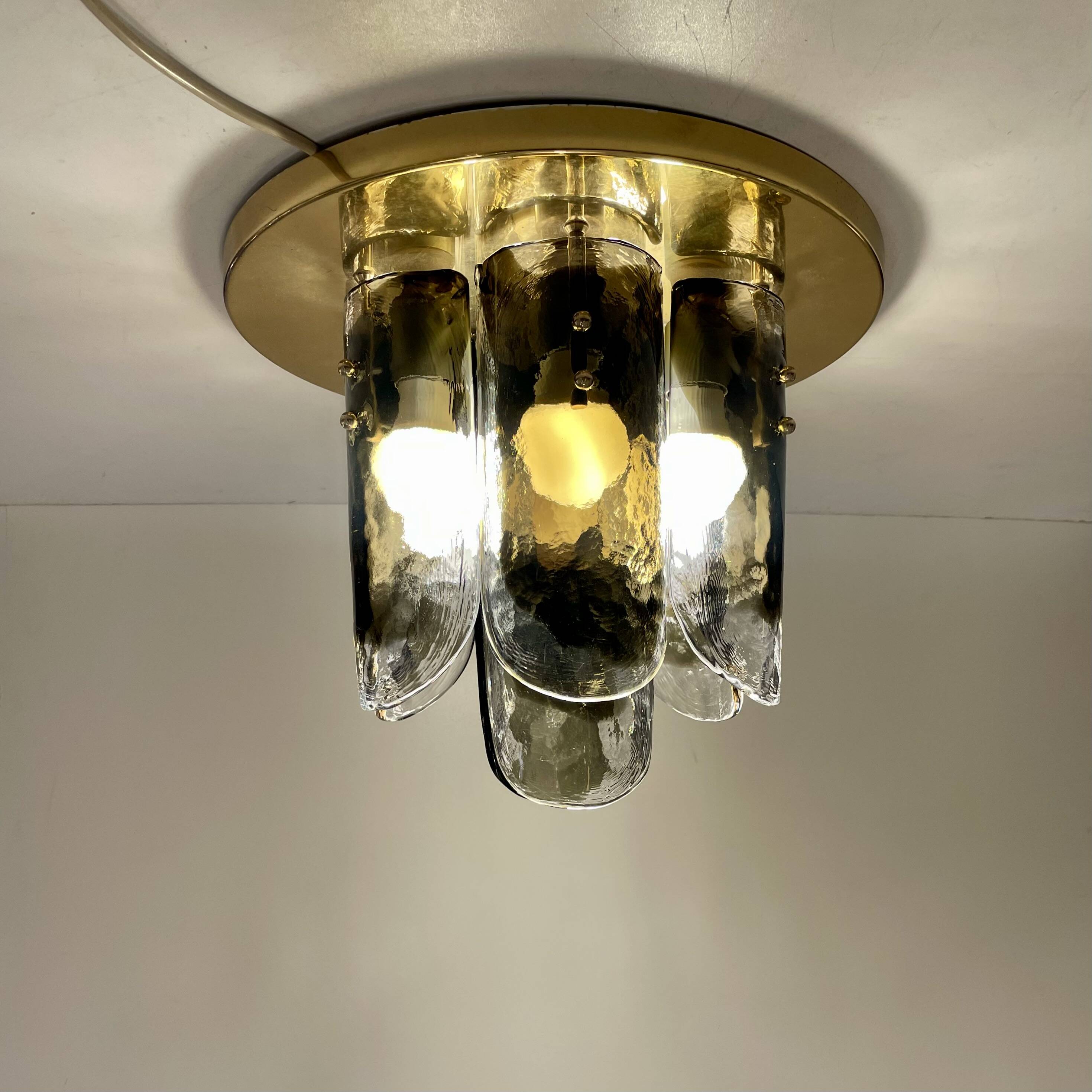 Murano & Brass Ceiling Lamp by J.T. Kalmar, Austria, 1960s