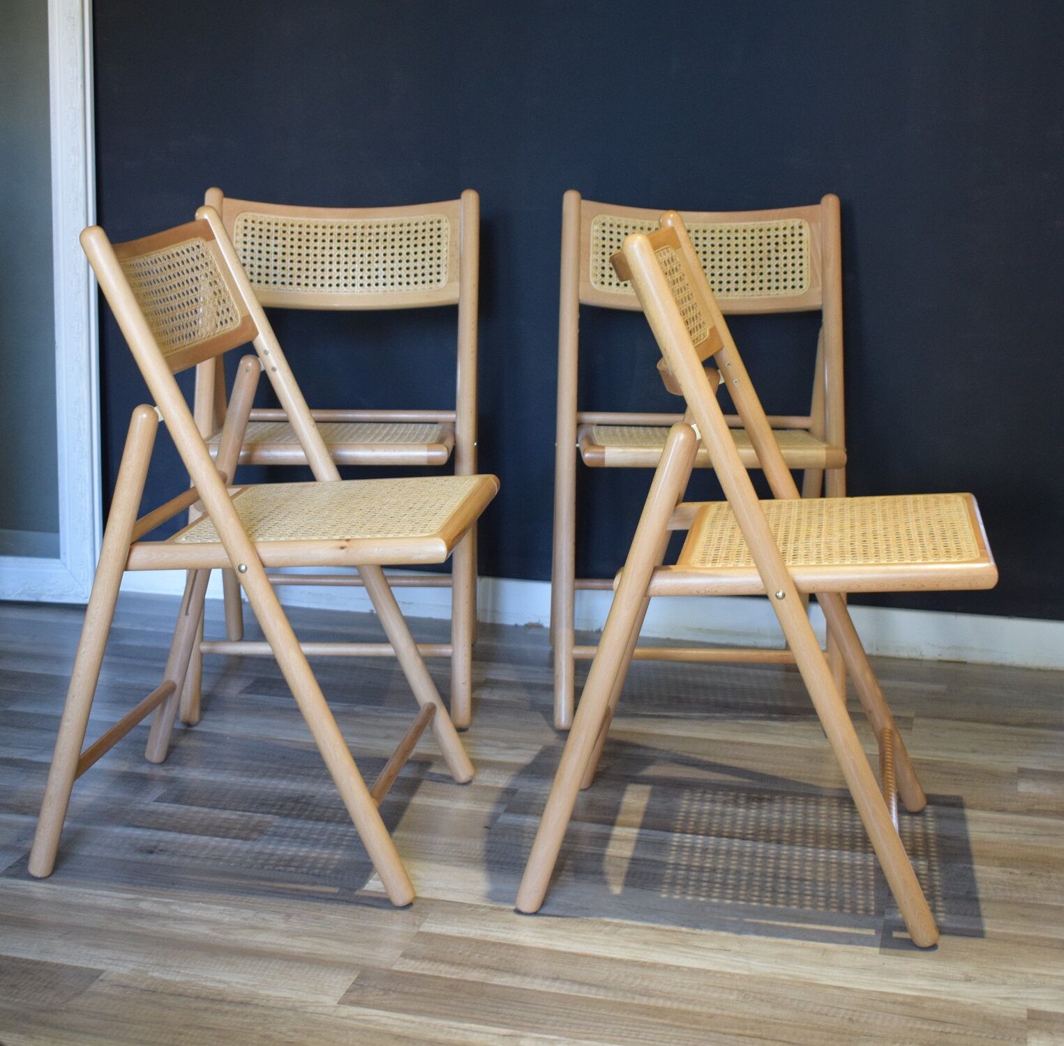 Canned vintage folding chairs