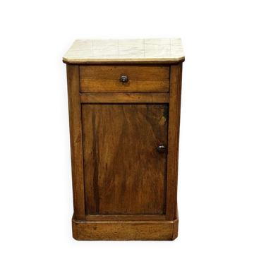 Nightstand in walnut with a white marble top, 19th century.