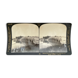 Old photography stereo, stereograph, luxury albumine 1903 marble bridge of the Empress, China