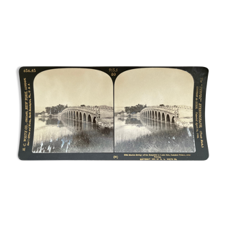 Photographie ancienne stereo, stereograph, luxe albumine 1903 pont de marbre de l'Impératrice, Chine