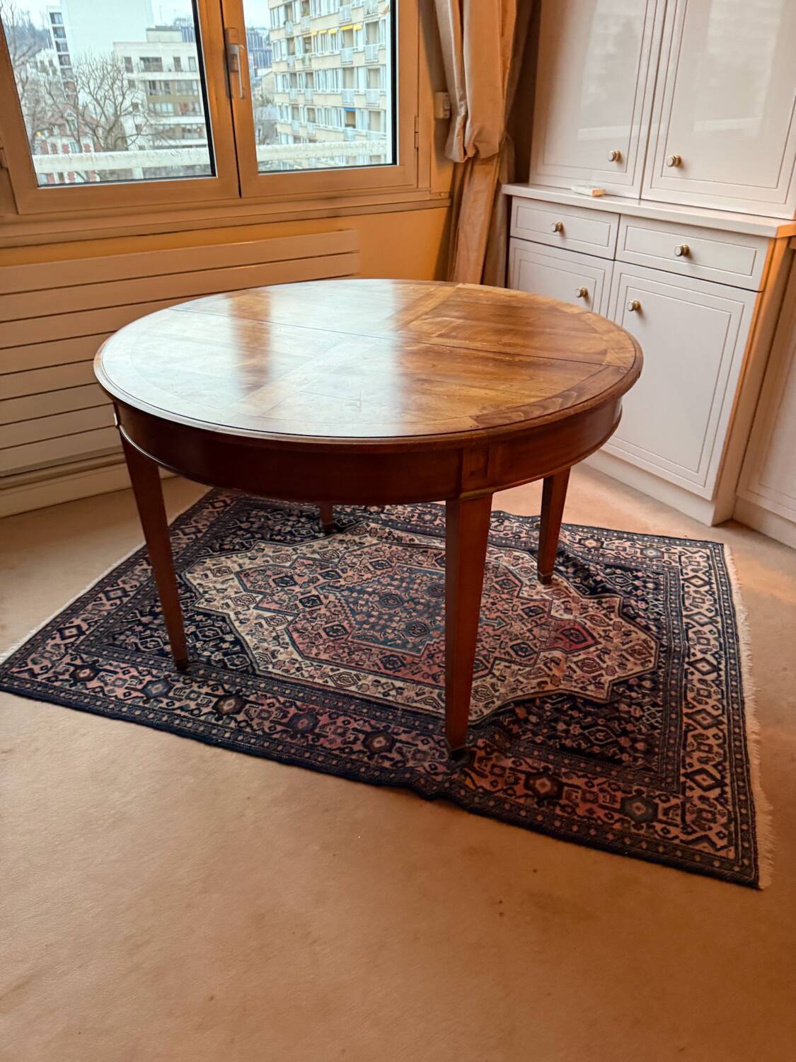 Waxed cherry wood dining table