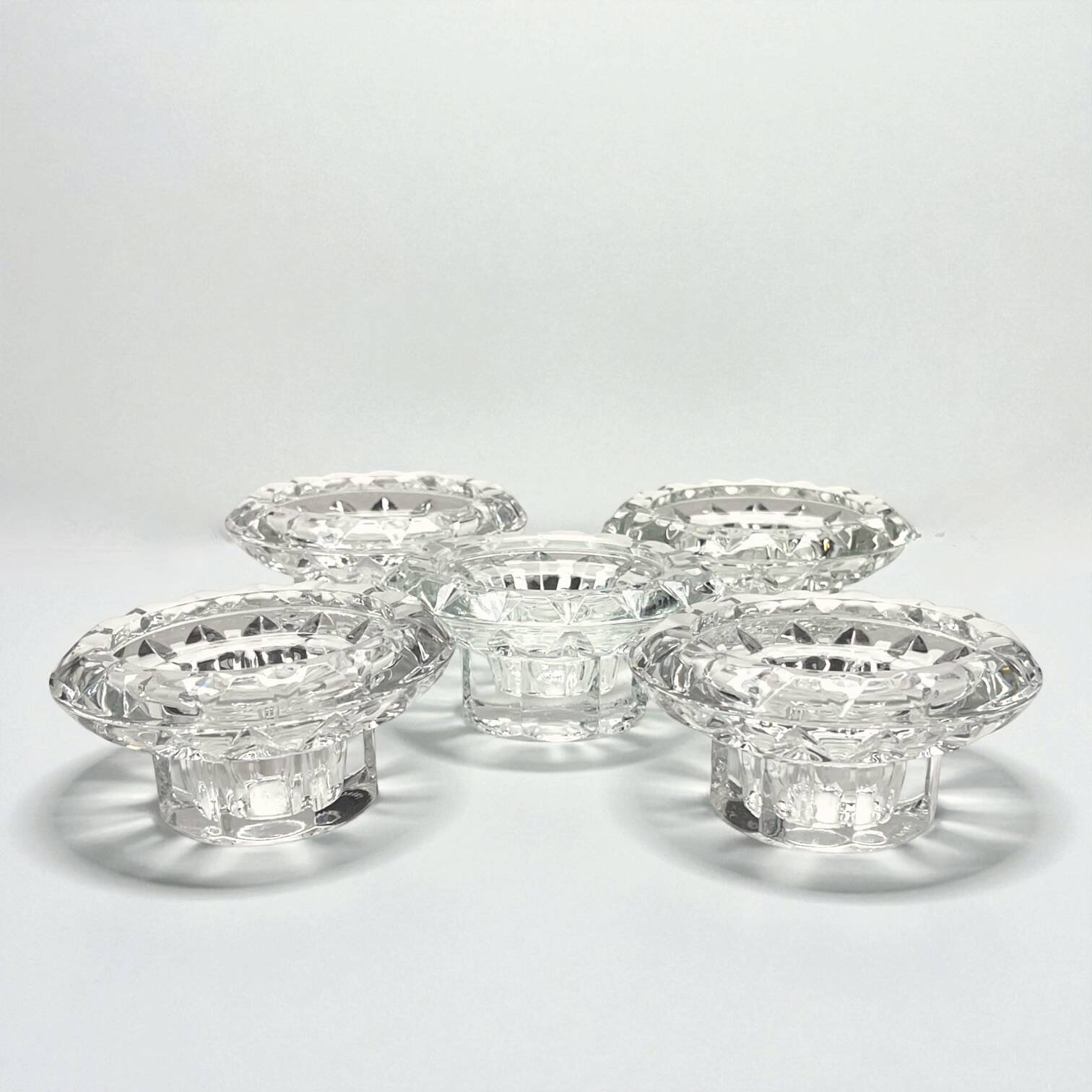 Vintage Art Deco candlestick in transparent moulded crystal glass