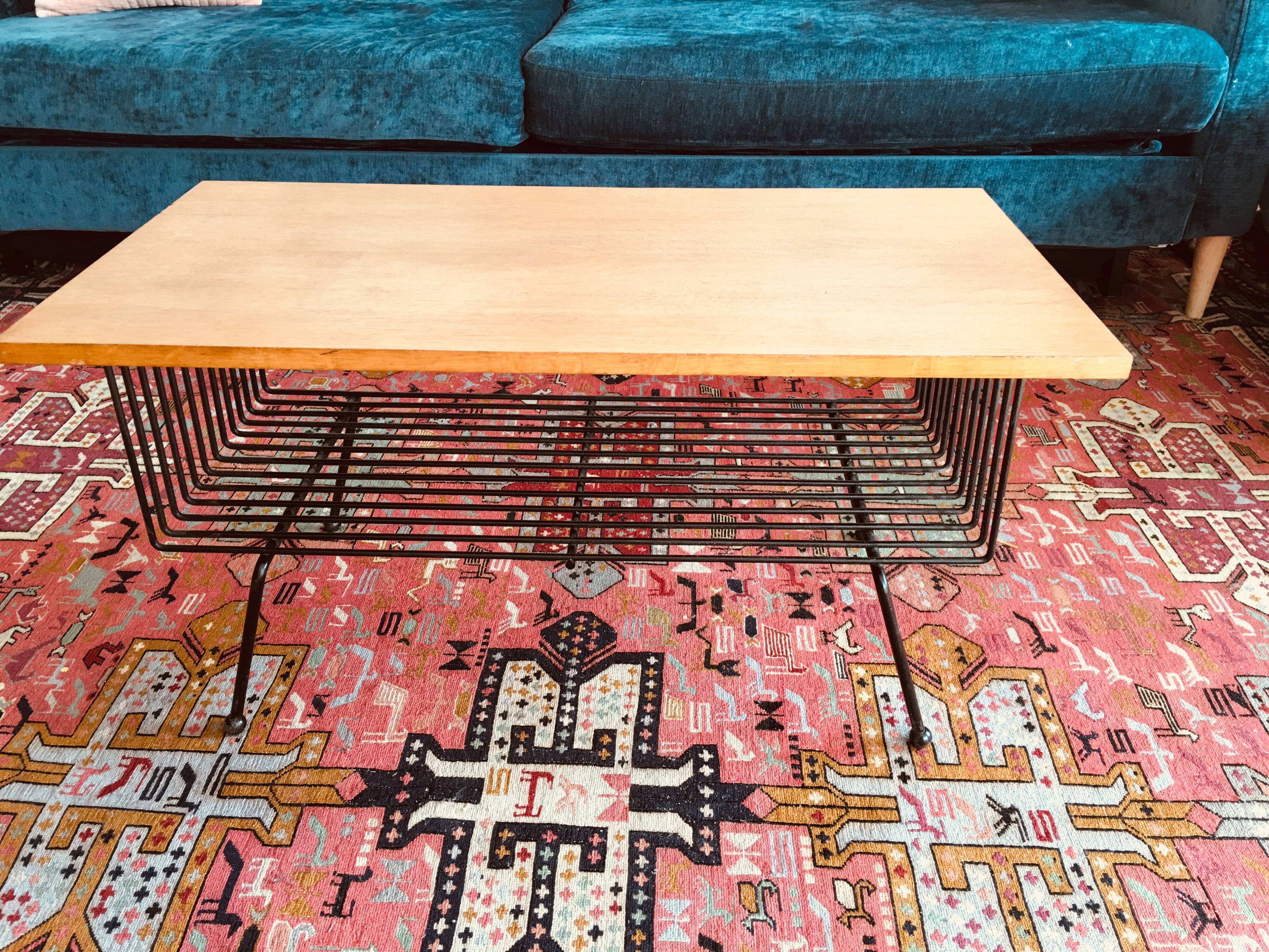 Black metal wood coffee table