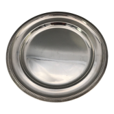 Round silver metal outline water leaf decoration, Félix Frères Goldsmith