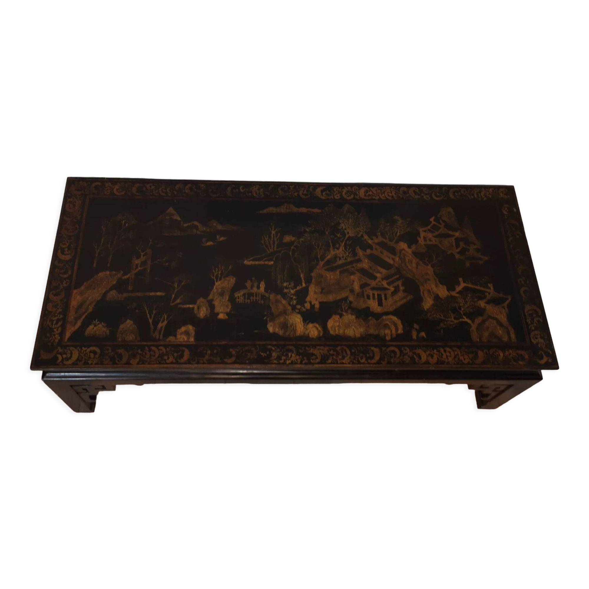 Japanese coffee table black and gold lacquer 1900