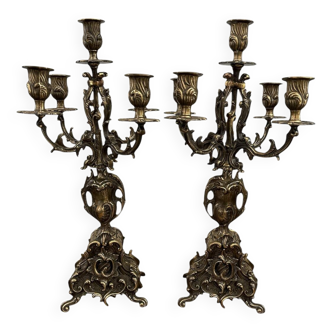 Pair of bronze candelabras
