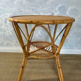 Bamboo and wicker table in the style of Dal Vera / Franco Albini, Italy, 1960s.