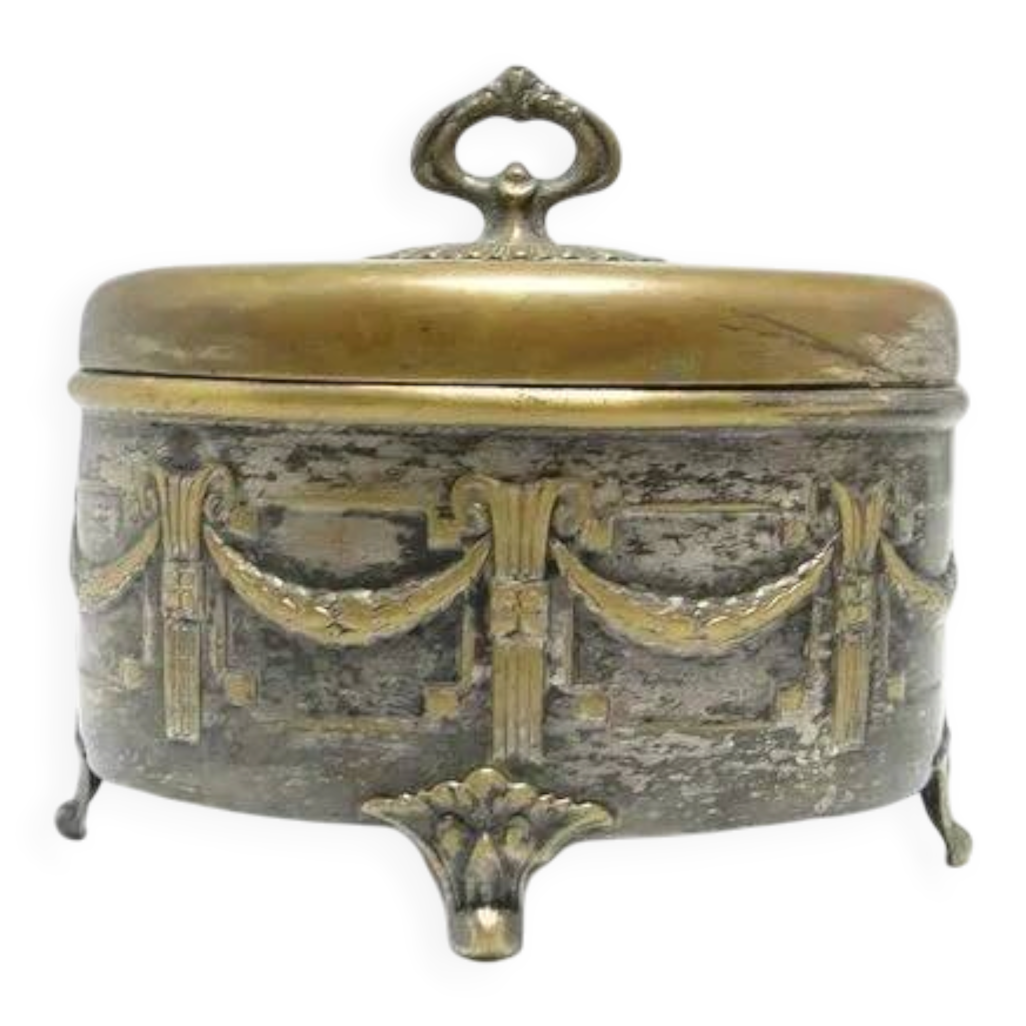 ABC Neoclassical Sugar Bowl, Silver-Plated Brass, Austria, 19th Century