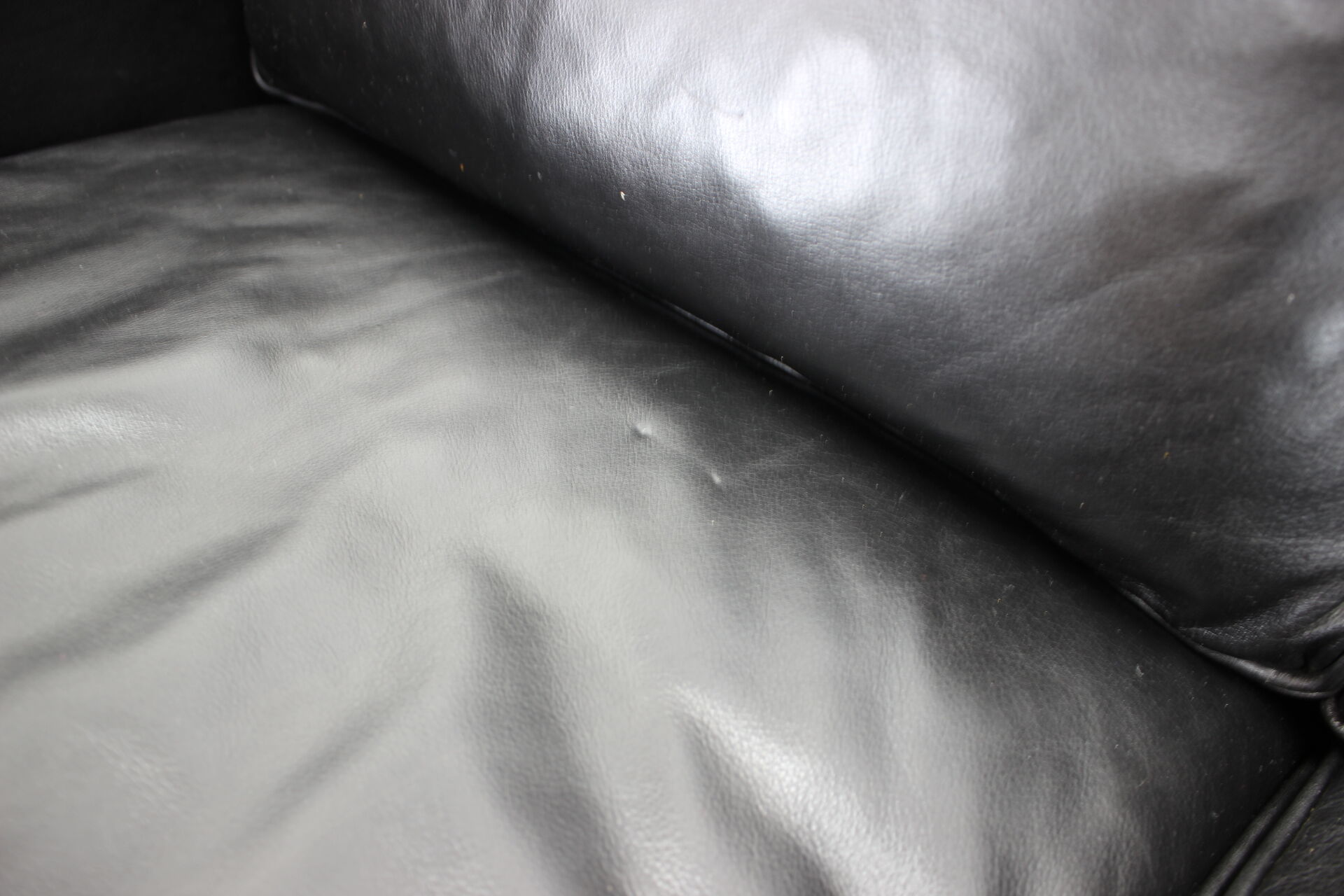 1980s Black Leather 3-Seater Sofa by Stouby, Denmark