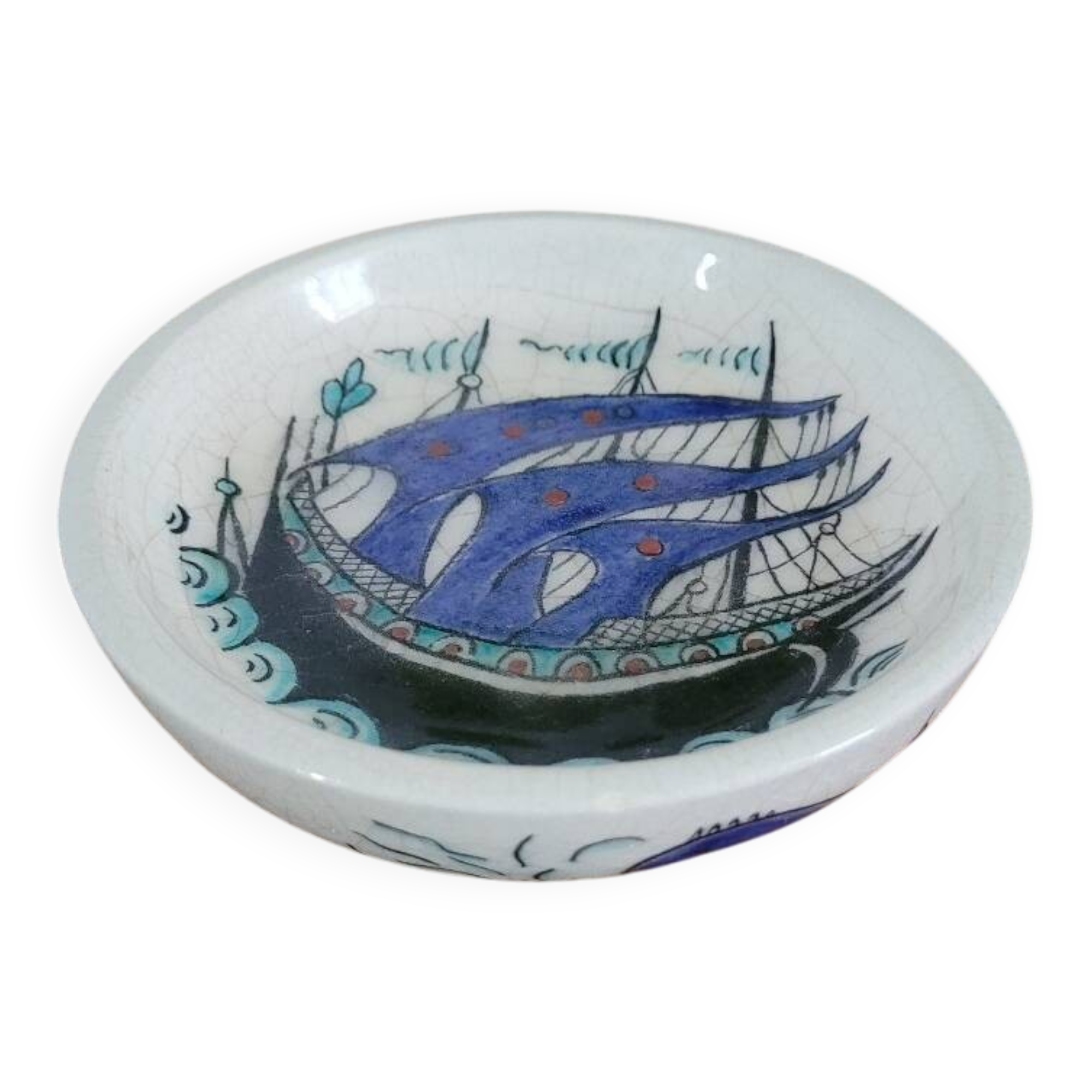 Small glazed stoneware bowl, caravel
