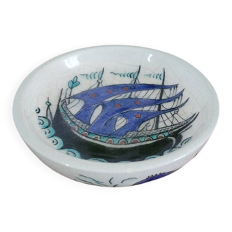 Petite coupelle en grès vernissé caravelle