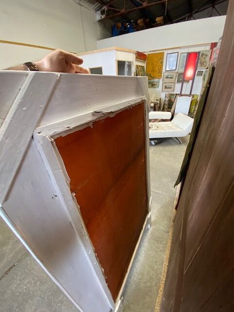 Old trumeau mirror in plaster and wood 100x142cm