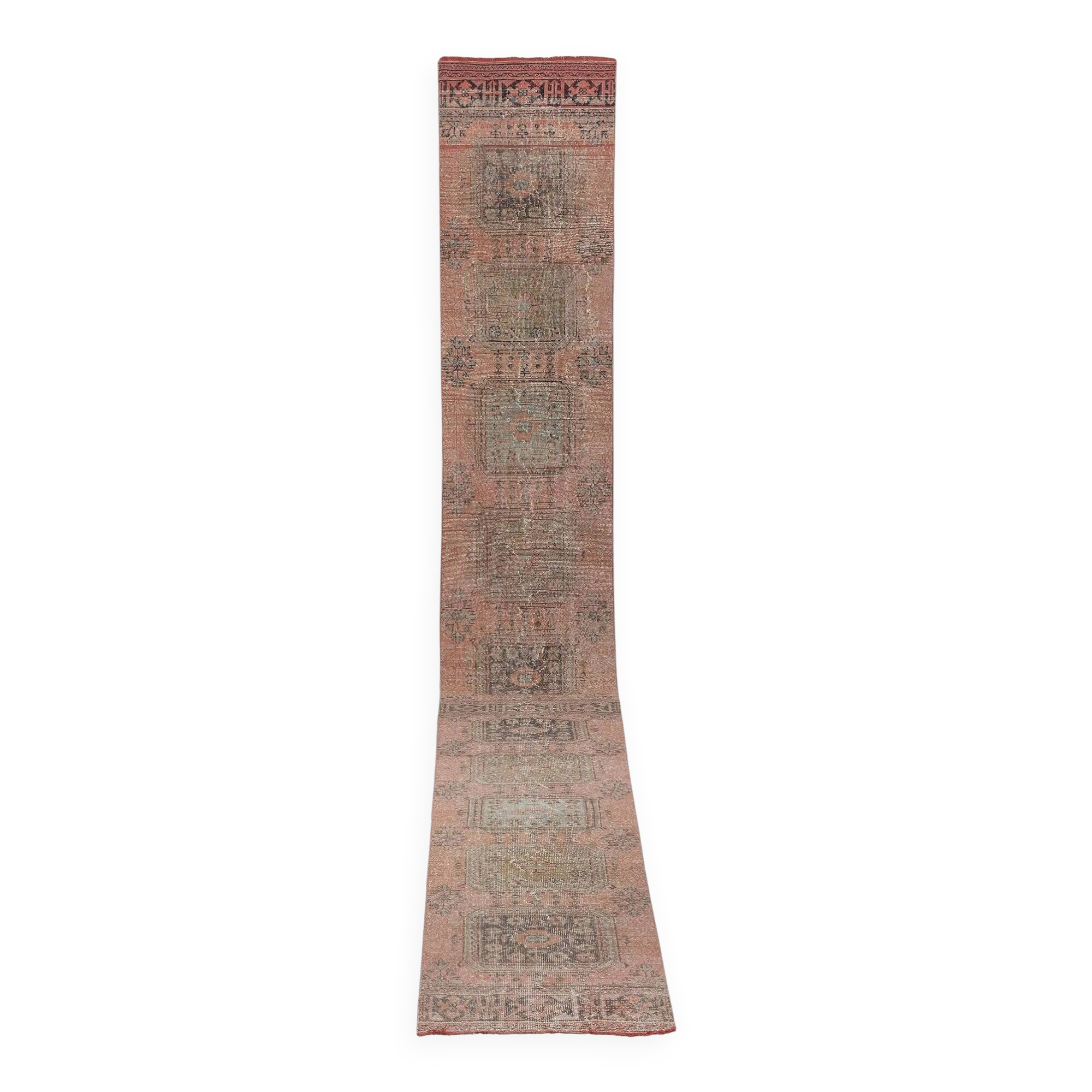 Vintage Turkish hallway rug 85x683 cm