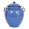 Pot à confit bleu vernissé, sud ouest de la France. Pot de conservation. Pyrénées XIXème
