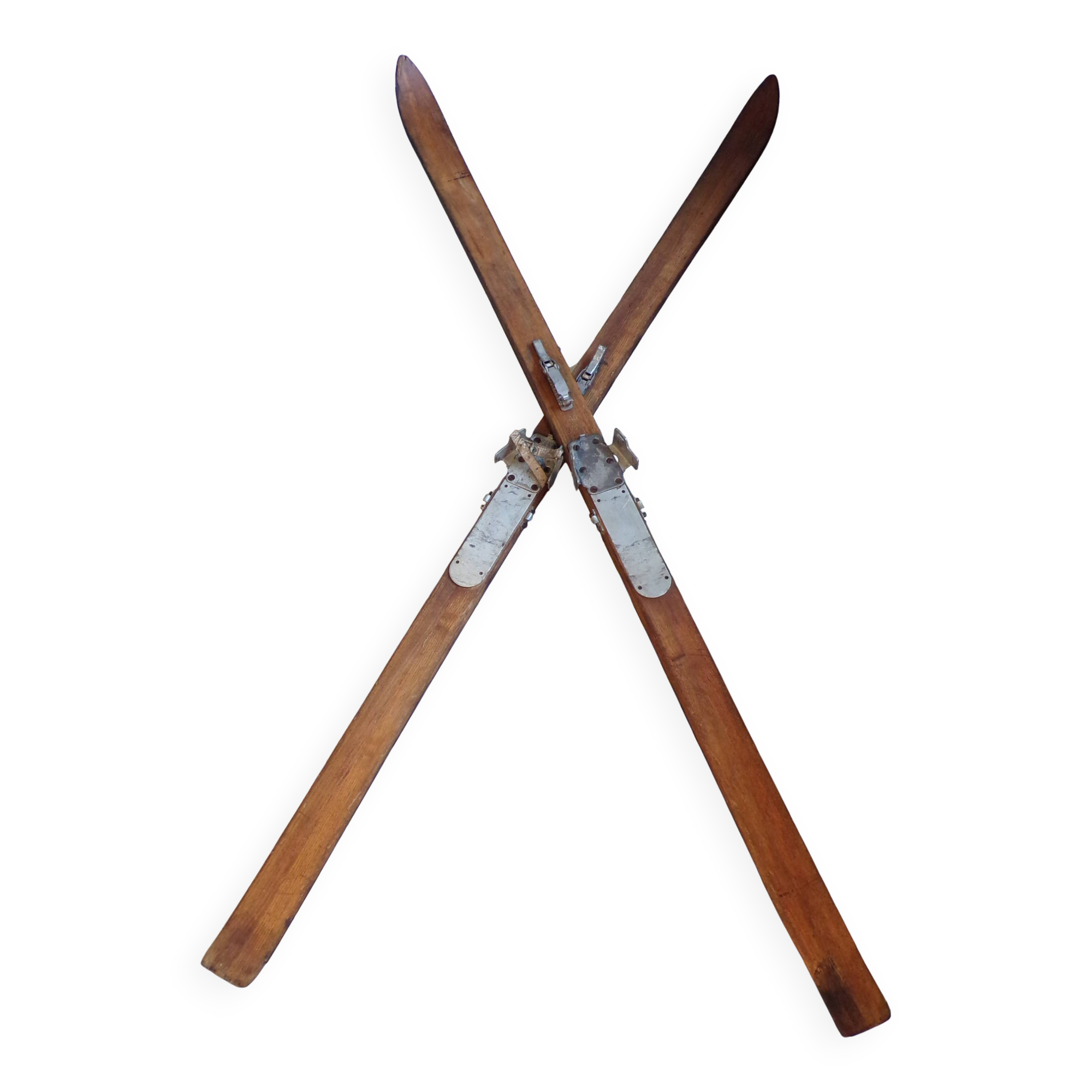 Pair of vintage wooden skis L=200cm