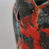 Grand Vase Rocaille de l'Océan Fat lava Vintage 1960 Fait main 29 cm