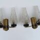 2 old double glass & brass sconces 50s/60s