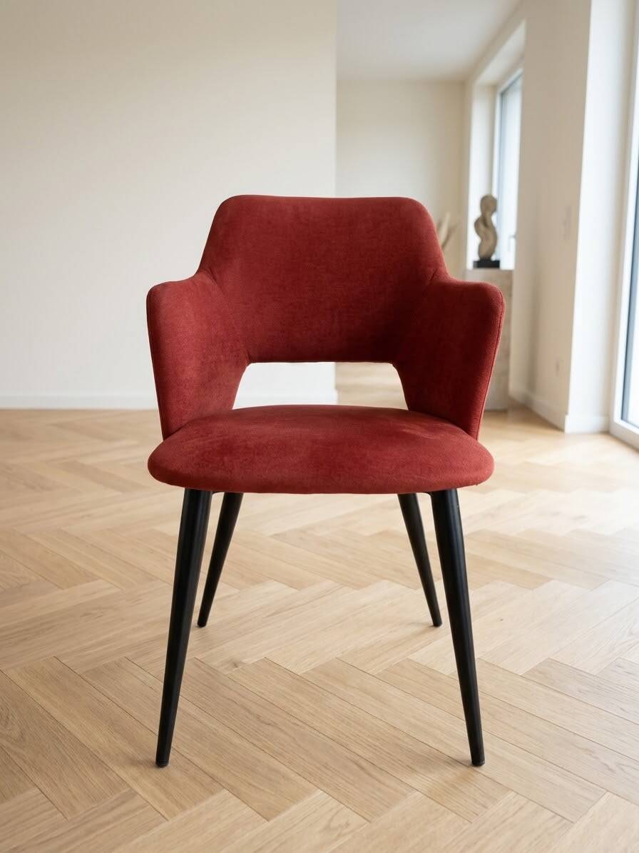 6 vintage red velvet chairs