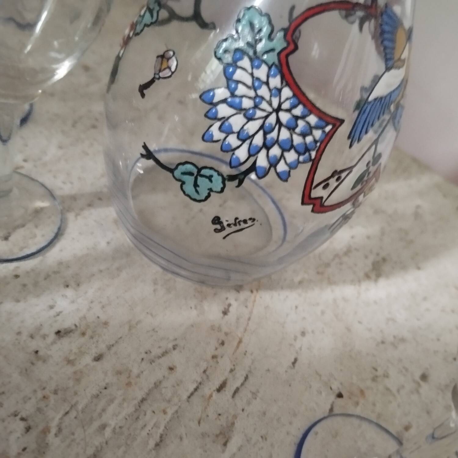 Sevres crystal carafe glass liqueur service